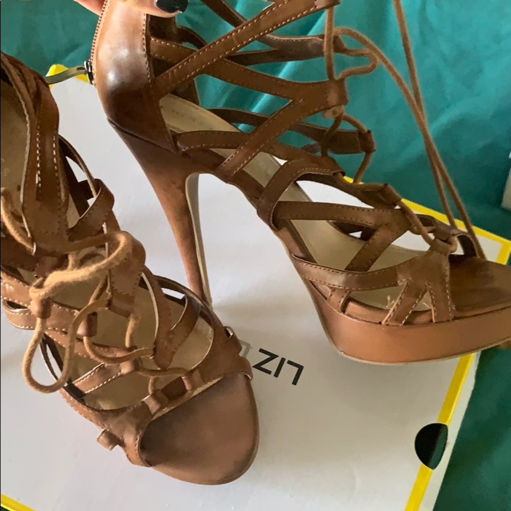 Brown lace up heels
